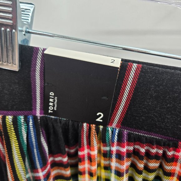 Torrid Black Rainbow Plaid Decorative Buttons Pockets Pull On Midi Skirt 2/2x - Picture 3 of 8